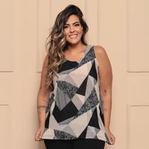 Blusa Regata Plus Size Estampada Casual Liganete Premium Estampa Sortida Blusa Regata Plus Size Estampada Casual Liganete Premium Estampa Sortida