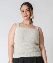 Blusa Regata Plus Size Tricô Marisa Bege-73085