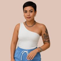 Blusa Regata Ribana Feminina Um Ombro Só Nula Manga Mula Manca Blusa Regata Ribana Feminina Um Ombro Só Nula Manga Mula Manca