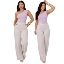 Blusa Regata Ribana Feminina Um Ombro Só Nula Manga Mula Manca