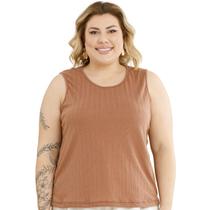 Blusa Regata Ribana Fina Plus Size 3055A