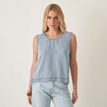 Blusa Regata Tencel com Botões Laterais