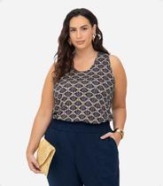 Blusa Regata Viscose Plus Size Secret Glam Estampada Blusa Regata Viscose Plus Size Secret Glam Estampada