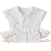 Blusa removível com gola falsa bordada com design floral