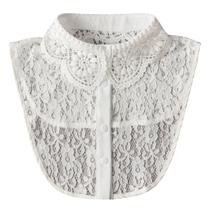 Blusa removível de renda, gola falsa, encantadora, de renda floral, branca