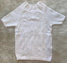 Blusa rendada de manga decote careca tricot