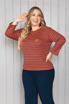 Blusa Ribana Listrada Juanna - Casual Outono - Preta e Terracota