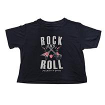 Blusa Rock and Roll Guitarra Cropped Baby Look Camiseta Feminino Sf806