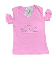 Blusa Rosa com Coroa e Manga Vazada Tam.6