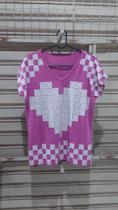 Blusa rosa malha com estampa de coração, tamanho (M) Blusa rosa malha com estampa de coração, tamanho (M)