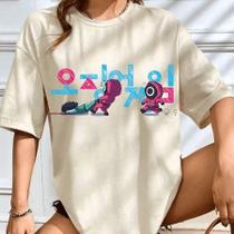 Blusa Round 6 Larga Over Streetwear Estampa Guardinhas em Algodão Unissex Blusa Round 6 Larga Over Streetwear Estampa Guardinhas em Algodão Unissex