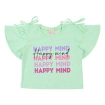 Blusa Roupa Infantil Menina C/ Manga Curta e Babados Estampada Happy Mind Ideal Dias Quentes