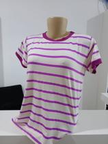 Blusa Roxa e Branca Listrada