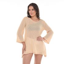Blusa Saida Praia Tricô Túnica Mini Vestido Bata Tendência