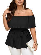 Blusa SCOMCHIC Plus Size Off The Ombro Peplum Chiffon