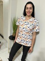 Blusa Scrubs Estampada - Tecido Gabardine Premium