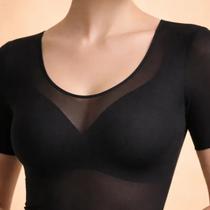 Blusa segunda pele manga curta decotada selene fio 40 9170 transparente Blusa segunda pele manga curta decotada selene fio 40 9170 transparente
