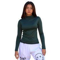 Blusa Segunda Pele Manga Longa Gola Alta Básica Casual Tecido Suplex - Verde Blusa Segunda Pele Manga Longa Gola Alta Básica Casual Tecido Suplex - Verde