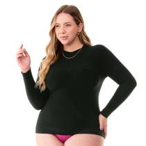 Blusa Segunda Pele Manga Longa Sem Costura Preta