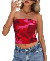 Blusa sem alça Floral Vermelha PRETTYGARDEN Tamanho G Blusa sem alça Floral Vermelha PRETTYGARDEN Tamanho G