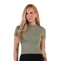Blusa Sem Costura Manga Curta Básica Essencial Cor:VerdeTamanho:GG