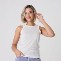 Blusa Sem Manga Canelada Branca - Viva Basico