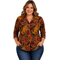 Blusa Senhora Camisa Manga 3/4 Malha Fria Estampadas Blusa Senhora Camisa Manga 3/4 Malha Fria Estampadas