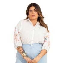 Blusa Sephora Manga 3/4 Estampa Plus Size Blusa Sephora Manga 3/4 Estampa Plus Size