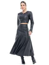 Blusa Sérénité Couro Legítimo Pele Mania - PB8042