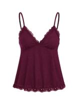 Blusa SHENHE Babydoll Vermelha com Decote em V e Renda, Sem Mangas, Tamanho XL