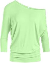 Blusa Simlu Dolman, manga 3/4, drapeada, gola redonda, menta, XXXL, feminina