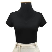 Blusa Slim Gola Decote V Malha Viscolycra Cores Scheiny Blusa Slim Gola Decote V Malha Viscolycra Cores Scheiny