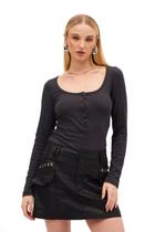 Blusa Slim Sommer Gola U Cinza Blusa Slim Sommer Gola U Cinza