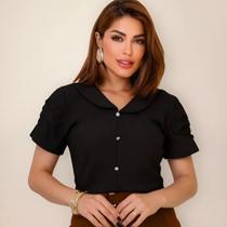 Blusa Social Feminina Evangélica com Botões Nas Mangas