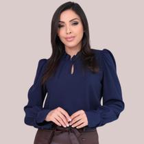 Blusa Social Feminina Evangélica Manga Longa Gola Franzida