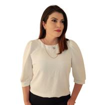 Blusa Social Feminina Manga 3/4 Bufante Camisa Elegante - MADALIH Loja