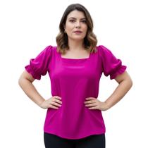 Blusa Social Feminina Manga Bufante Princesa em Viscolinho Elegante