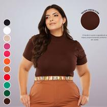 Blusa Social Feminina Plus Size Gola Alta Manga Curta 3 4 Blusa Social Feminina Plus Size Gola Alta Manga Curta 3 4