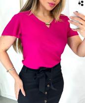 Blusa Social Manga Curta Gota Ocean