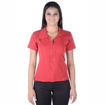 Blusa Social Tradicional Feminina com Manga Tecido Two Wey - Vermelho Blusa Social Tradicional Feminina com Manga Tecido Two Wey - Vermelho