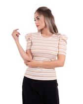 Blusa Sol De Malha Lurex Com Manga Princesa Blusa Sol De Malha Lurex Com Manga Princesa
