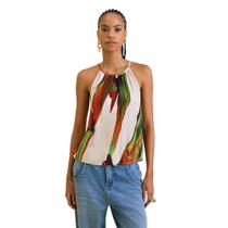 Blusa Solta Estampada Decote Redondo Alcinha Morena Rosa Blusa Solta Estampada Decote Redondo Alcinha Morena Rosa