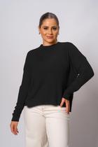 Blusa Solta Golinha Canelada Tricot Inverno