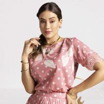 Blusa soltinha poa em crepe jana marcal