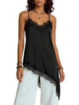 Blusa SOLY HUX camisola de cetim assimétrica Feminina preta Blusa SOLY HUX camisola de cetim assimétrica Feminina preta