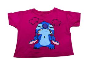 Blusa Stitch Camiseta Blusinha Cropped Rosa Baby Look Feminina Sf273 BM
