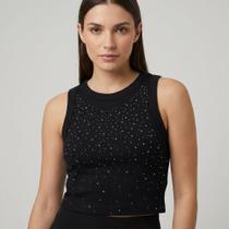 Blusa Style Box Feminina com Strass Preta Blusa Style Box Feminina com Strass Preta