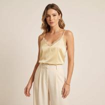 Blusa Style Box Feminina De Alcinha Com Renda Bege Claro Blusa Style Box Feminina De Alcinha Com Renda Bege Claro