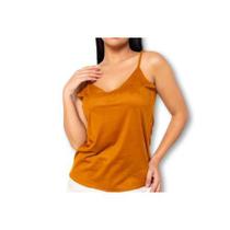 Blusa suede alça fina moda feminina