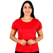 Blusa Suede Feminina Aveludada Manga Babado Básica Moda